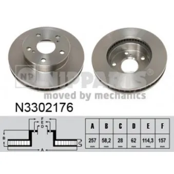 Jeu de 2 disques de frein avant NIPPARTS N3302176