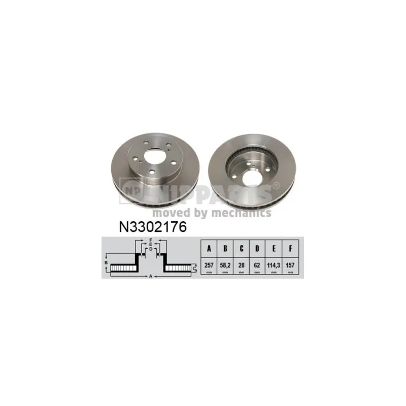 Jeu de 2 disques de frein avant NIPPARTS N3302176