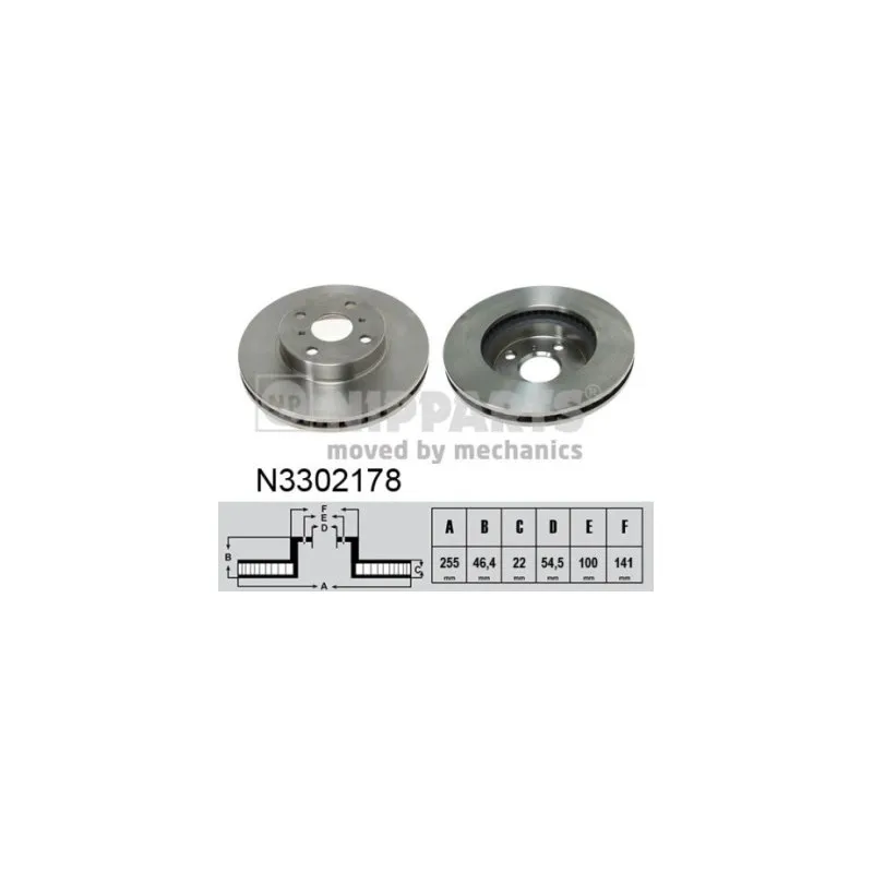Jeu de 2 disques de frein avant NIPPARTS N3302178