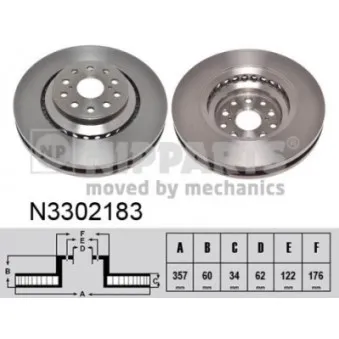 Jeu de 2 disques de frein avant NIPPARTS N3302183