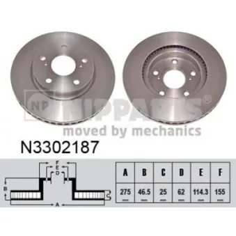 Jeu de 2 disques de frein avant NIPPARTS N3302187