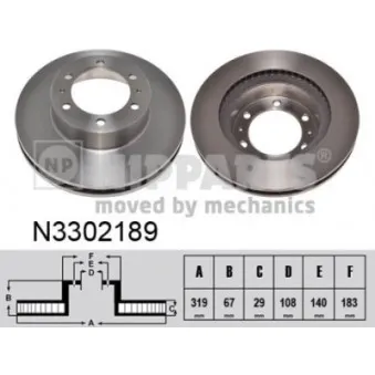 Jeu de 2 disques de frein avant NIPPARTS N3302189