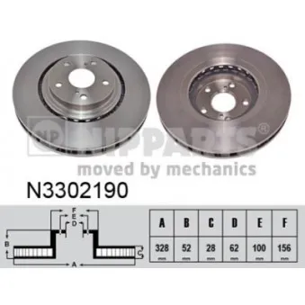 Jeu de 2 disques de frein avant NIPPARTS N3302190