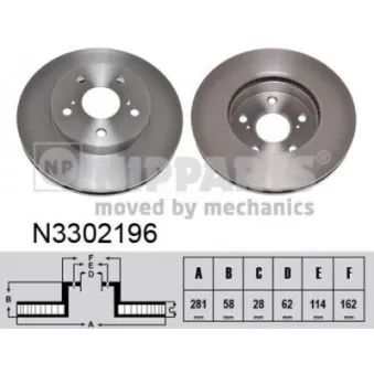 Jeu de 2 disques de frein avant NIPPARTS N3302196