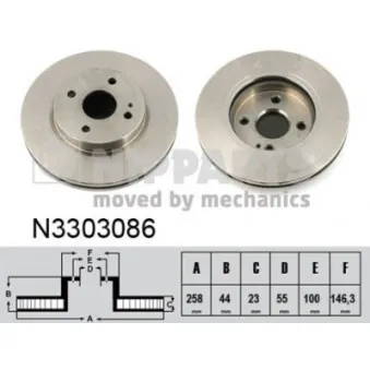Jeu de 2 disques de frein avant NIPPARTS N3303086