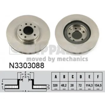 Jeu de 2 disques de frein avant NIPPARTS N3303088