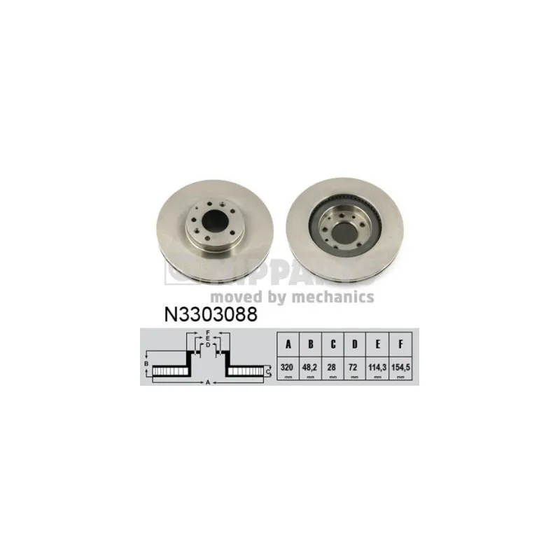 Jeu de 2 disques de frein avant NIPPARTS N3303088