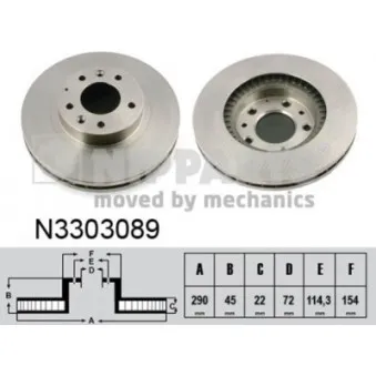 Jeu de 2 disques de frein avant NIPPARTS N3303089