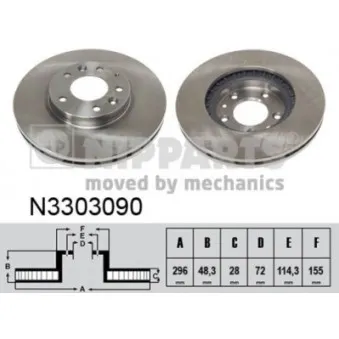 Jeu de 2 disques de frein avant NIPPARTS N3303090