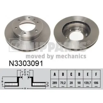 Jeu de 2 disques de frein avant NIPPARTS N3303091