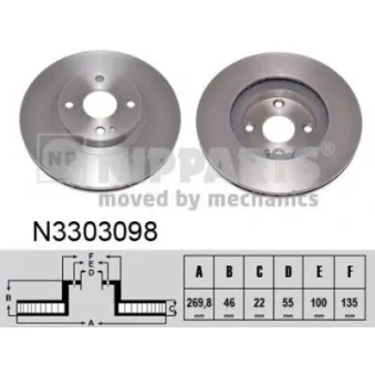 Jeu de 2 disques de frein avant NIPPARTS