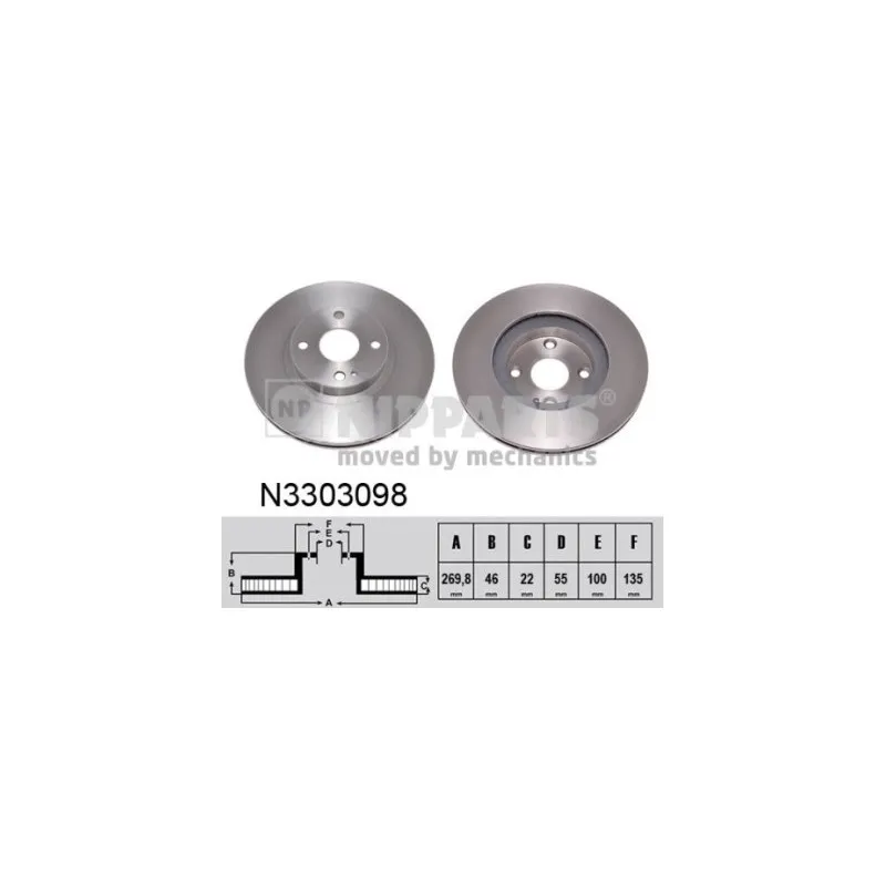 Jeu de 2 disques de frein avant NIPPARTS N3303098