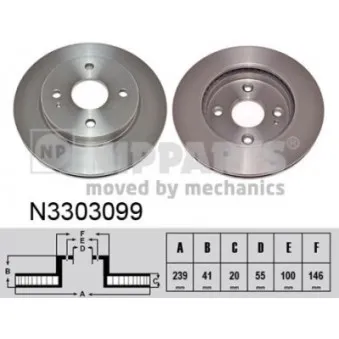 Jeu de 2 disques de frein avant NIPPARTS N3303099