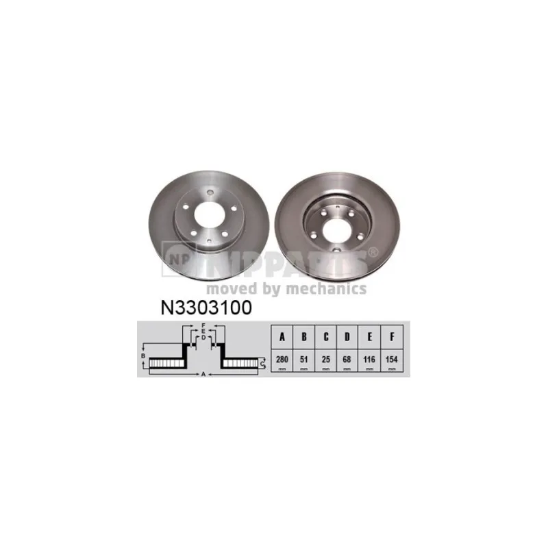 Jeu de 2 disques de frein avant NIPPARTS N3303100