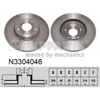 Jeu de 2 disques de frein avant NIPPARTS N3304046
