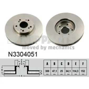 Jeu de 2 disques de frein avant NIPPARTS N3304051