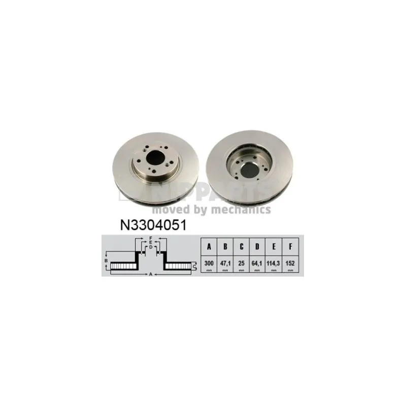 Jeu de 2 disques de frein avant NIPPARTS N3304051