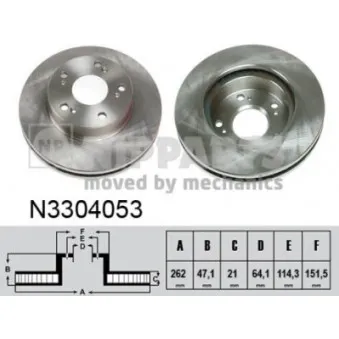 Jeu de 2 disques de frein avant NIPPARTS N3304053