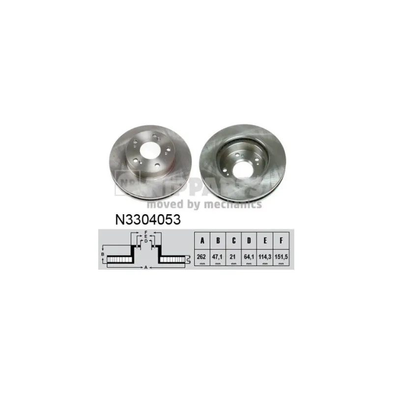 Jeu de 2 disques de frein avant NIPPARTS N3304053