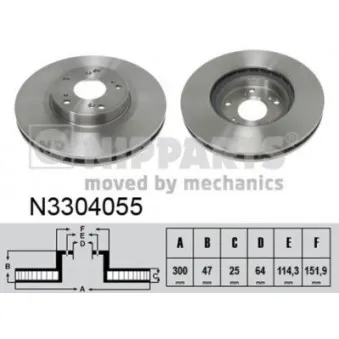 Jeu de 2 disques de frein avant NIPPARTS N3304055