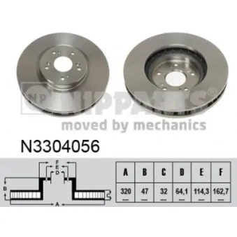 Jeu de 2 disques de frein avant NIPPARTS N3304056