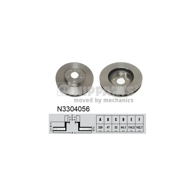 Jeu de 2 disques de frein avant NIPPARTS N3304056