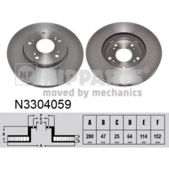 Jeu de 2 disques de frein avant NIPPARTS N3304059