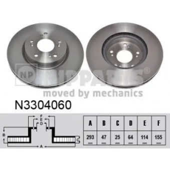 Jeu de 2 disques de frein avant NIPPARTS N3304060