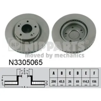Jeu de 2 disques de frein avant NIPPARTS N3305065