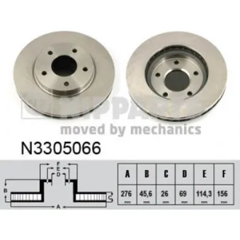Jeu de 2 disques de frein avant NIPPARTS N3305066