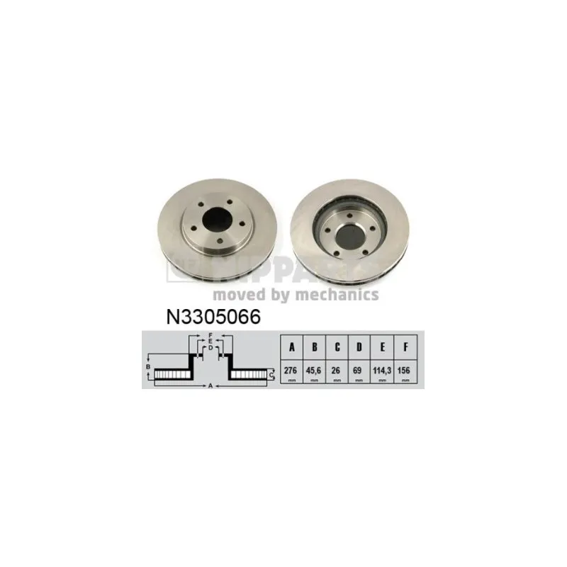 Jeu de 2 disques de frein avant NIPPARTS N3305066