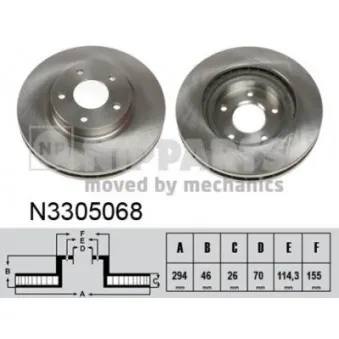 Jeu de 2 disques de frein avant NIPPARTS N3305068