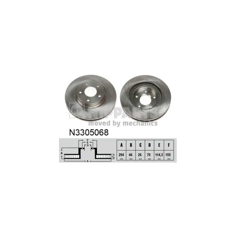 Jeu de 2 disques de frein avant NIPPARTS N3305068