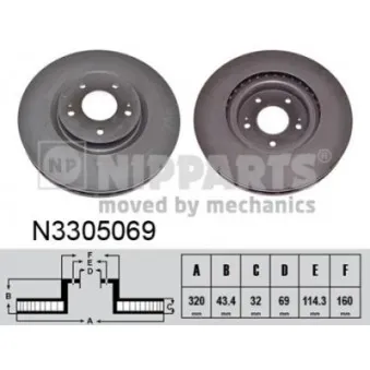 Jeu de 2 disques de frein avant NIPPARTS N3305069
