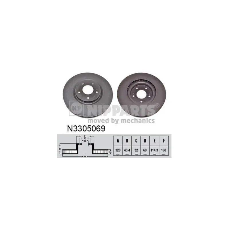 Jeu de 2 disques de frein avant NIPPARTS N3305069