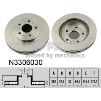 Jeu de 2 disques de frein avant NIPPARTS N3306030