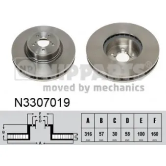 Jeu de 2 disques de frein avant NIPPARTS N3307019