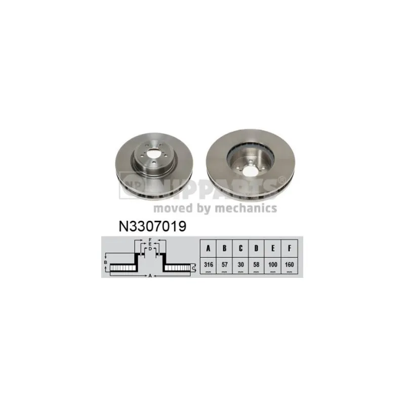 Jeu de 2 disques de frein avant NIPPARTS N3307019