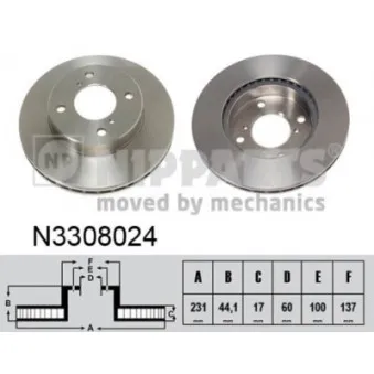 Jeu de 2 disques de frein avant NIPPARTS N3308024