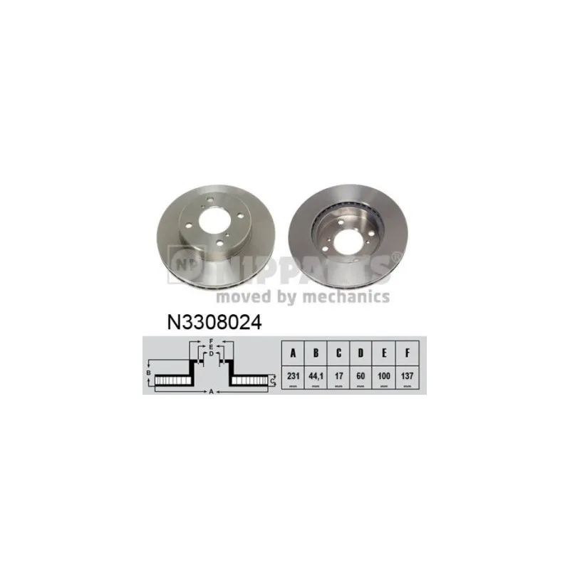 Jeu de 2 disques de frein avant NIPPARTS N3308024