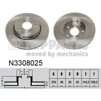 Jeu de 2 disques de frein avant NIPPARTS N3308025