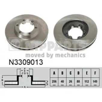 Jeu de 2 disques de frein avant NIPPARTS N3309013
