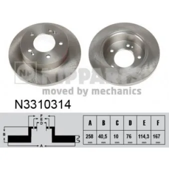 Jeu de 2 disques de frein arrière NIPPARTS N3310314