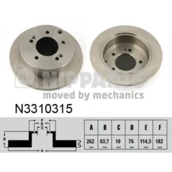 Jeu de 2 disques de frein arrière NIPPARTS N3310315