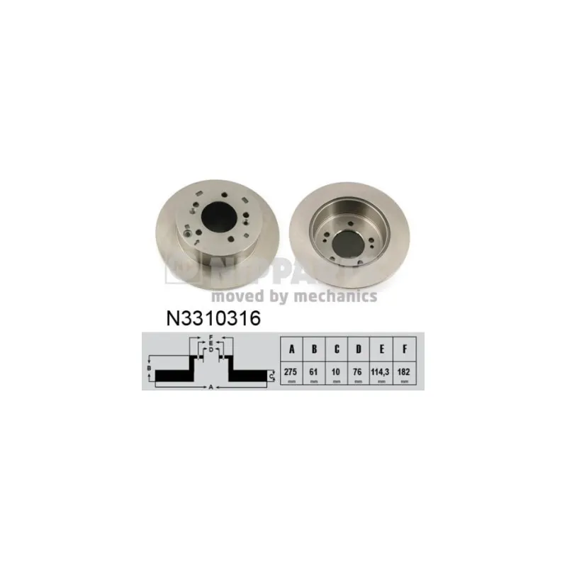 Jeu de 2 disques de frein arrière NIPPARTS N3310316