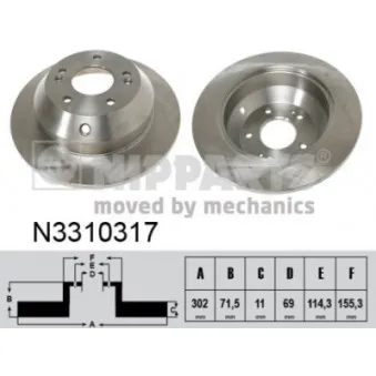 Jeu de 2 disques de frein arrière NIPPARTS N3310317