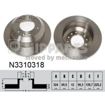 Jeu de 2 disques de frein arrière NIPPARTS N3310318