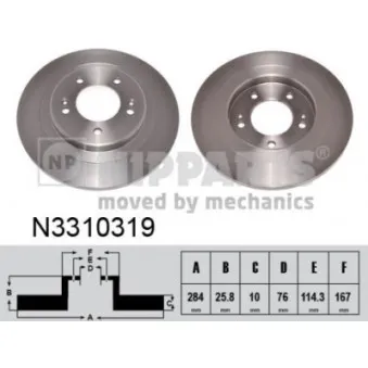 Jeu de 2 disques de frein arrière NIPPARTS N3310319