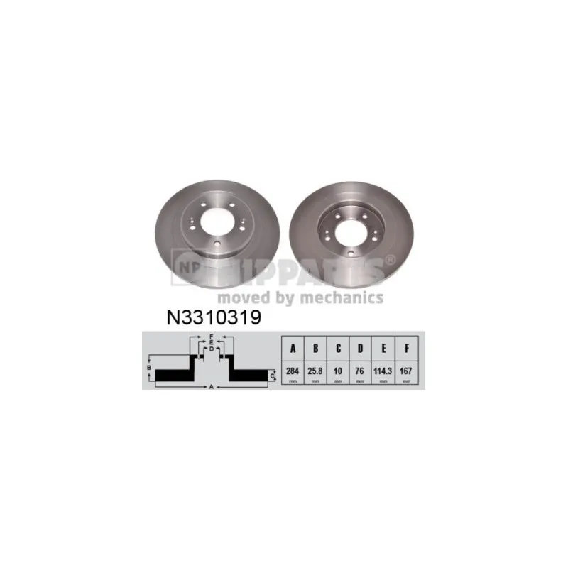 Jeu de 2 disques de frein arrière NIPPARTS N3310319