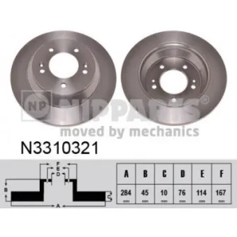 Jeu de 2 disques de frein arrière NIPPARTS N3310321